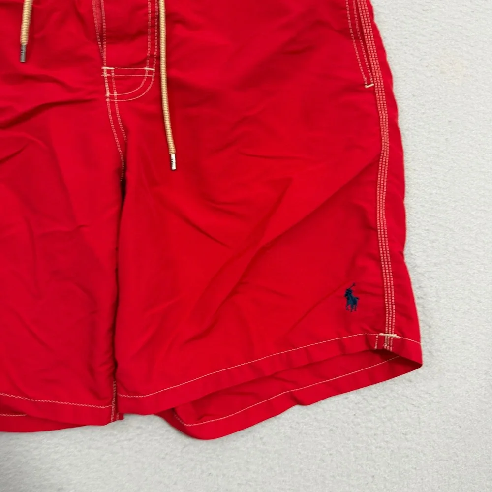 Polo Ralph Lauren Swim Trunks Large Red Traveler Board Shorts Cargo Pocket Pony